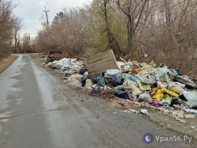 Жители Орска сваливают мусор на обочину дороги рядом с пустой «лодочкой»