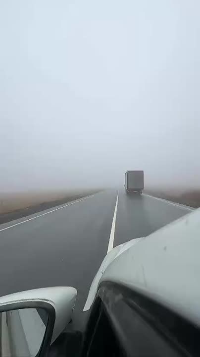 На трассе Оренбург - Орск туман