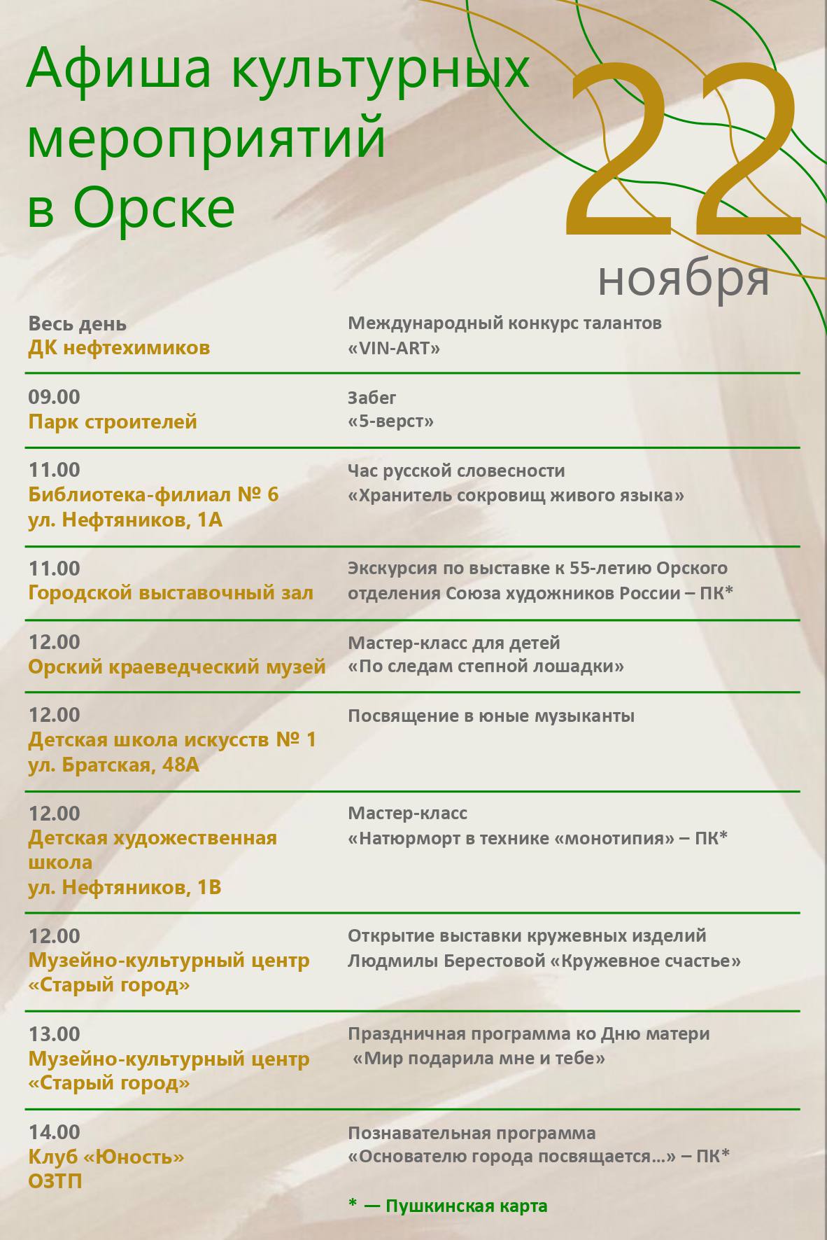 Актуальная афиша городских учреждений культуры поможет не пропустить самое интересное Актуальная афиша городских учреждений культуры поможет не пропустить самое интересное