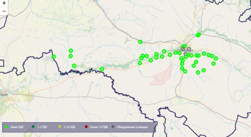 Большая группа стационарных постов, отключенных от экокарты Оренбургской области еще на прошлой неделе, заработали