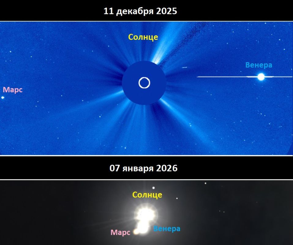 На январских каникулах Марс и Венера сойдутся с Солнцем