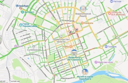 В центре Оренбурга на дорогах сегодня заторы